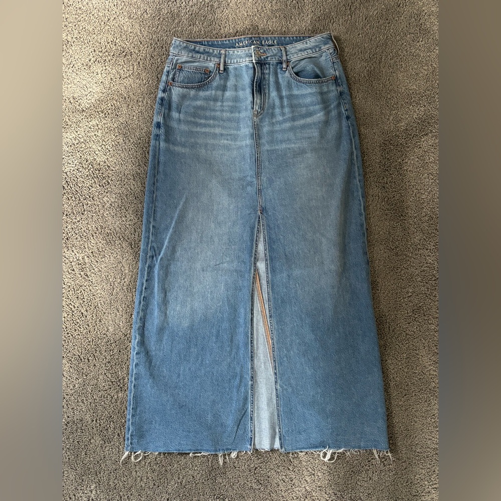 American Eagle Outfitters Blue Demon Maxi Skirt with Center Slit